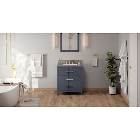 Jeffrey Alexander 30In. Blue Steel Katara Vanity, Boulder Cultured Marble Vanity Top, Undermount Rectangle Bowl VKITKAT30BSBOR
